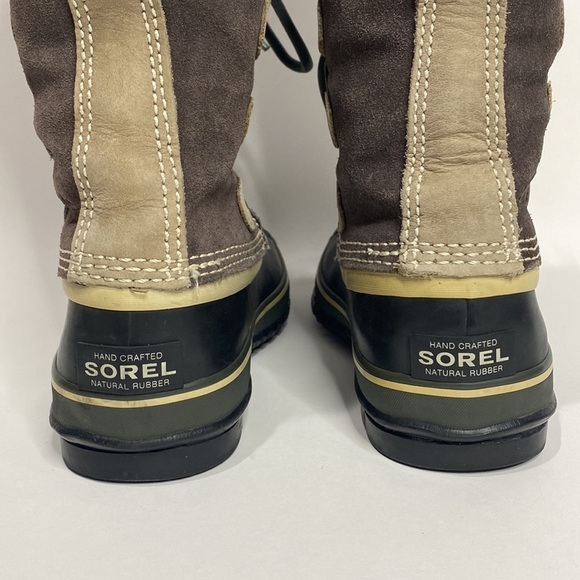 SOREL JOAN OF ARCTIC SNOW BOOTS FAUX FUR WATERPROOF BLACK & TAUPE WOMEN’S SZ 5 - Picture 6 of 10